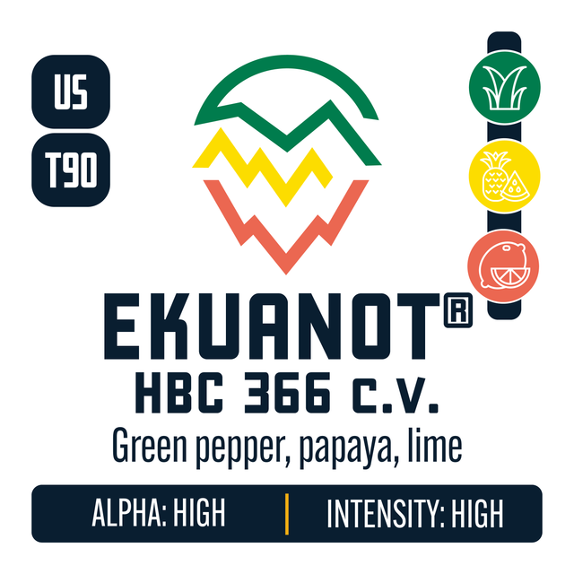 Ekuanot HBC 366 c.v. Hop Profile: Green-Grassy, Sweet Fruit, Citrus