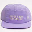 Purple cap with 'Fresh from the Valley' text on a white background