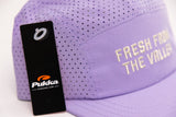 Purple cap with 'Fresh from the Valley' text and Pukka logo on a white background